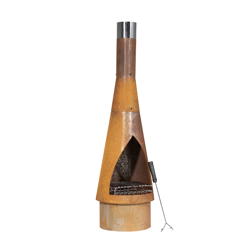 Dellonda DG110 Outdoor/Garden/Patio Conical Chiminea, Fireplace, Fire Pit, Heater, H127cm - Corten Steel