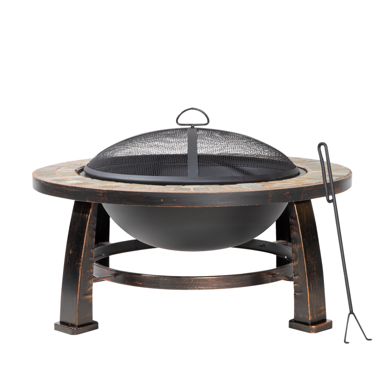 Dellonda DG111 76cm Deluxe Traditional Style Fire Pit/Fireplace/Outdoor Heater - Slate - additional view 6