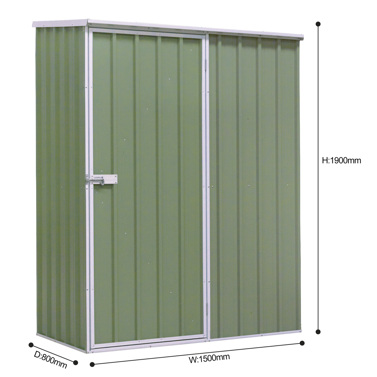 Dellonda DG113 Galvanized Steel Storage Shed with Pent Style Roof 150 x 80 x 190cm - Green - additional view 3