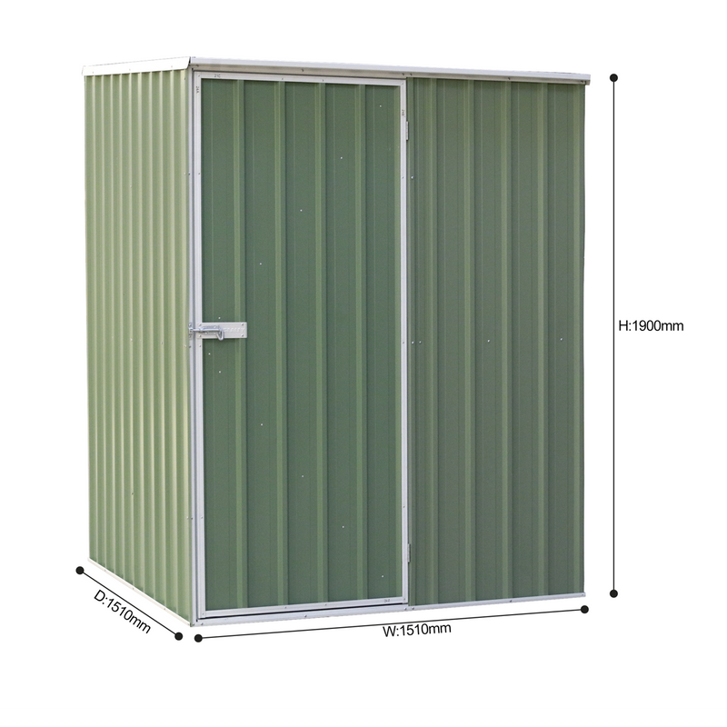Dellonda DG114 Galvanized Steel Storage Shed with Pent Style Roof 151 x 151 x 200cm - Green - additional view 5