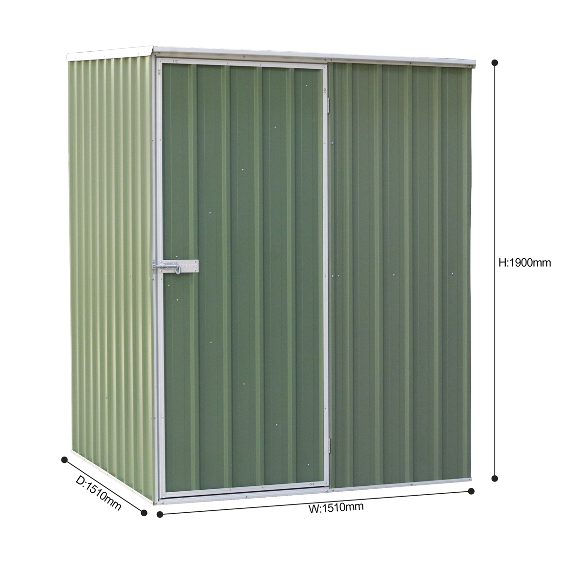 Dellonda DG114 Galvanized Steel Storage Shed with Pent Style Roof 151 x 151 x 200cm - Green - additional view 5