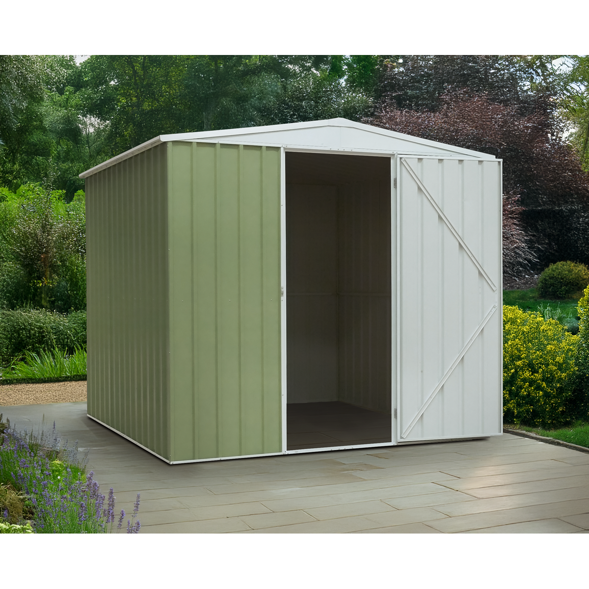 Dellonda DG115 Galvanized Steel Storage Shed with Apex Style Roof 230 x 230 x 220cm - Green - additional view 5