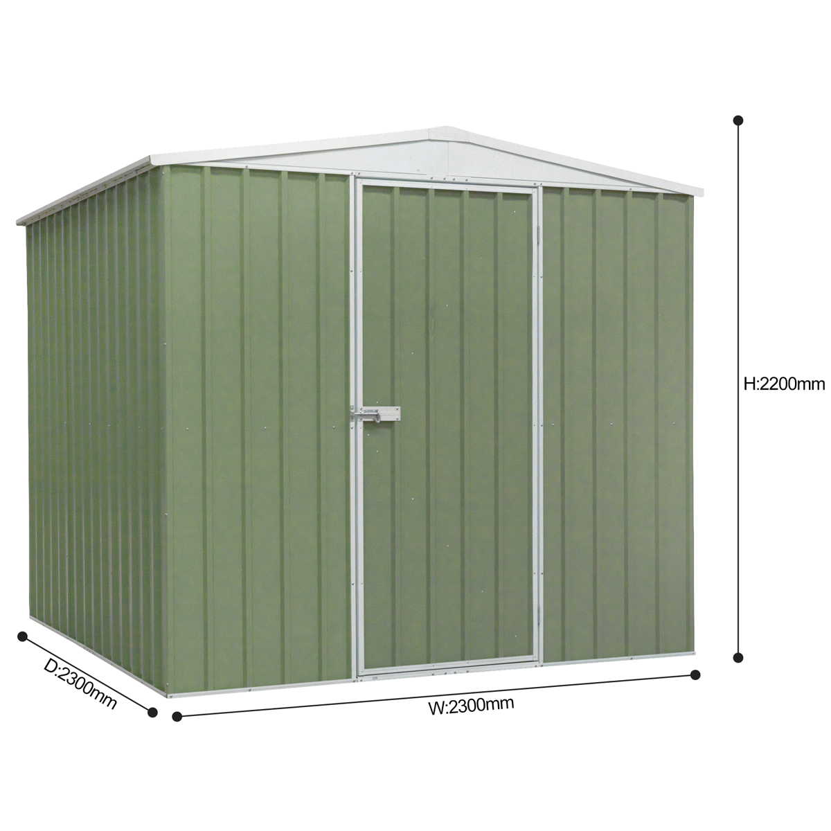 Dellonda DG115 Galvanized Steel Storage Shed with Apex Style Roof 230 x 230 x 220cm - Green - additional view 6
