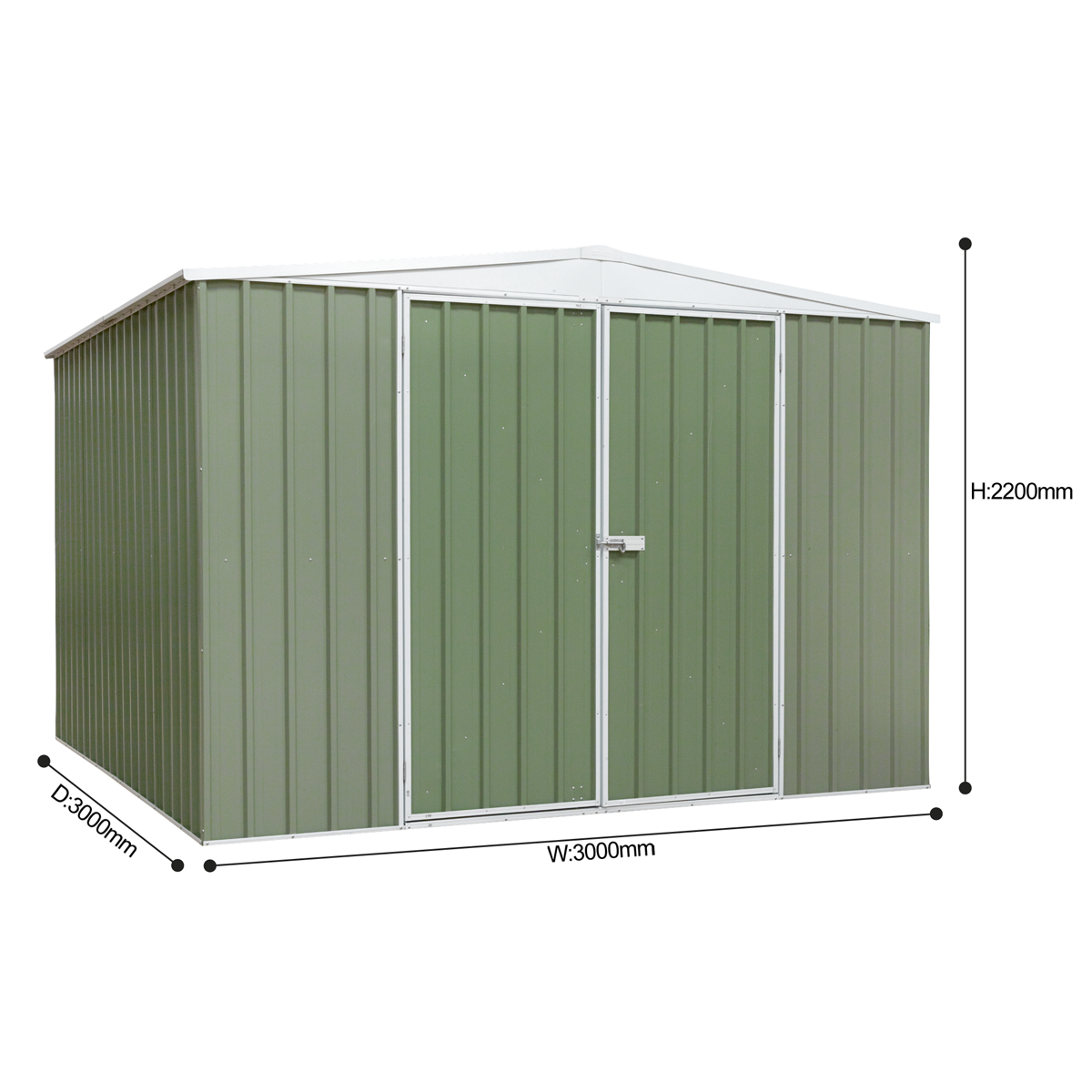 Dellonda DG116 Galvanized Steel Storage Shed with Apex Style Roof 300 x 300 x 220cm - Green - additional view 2