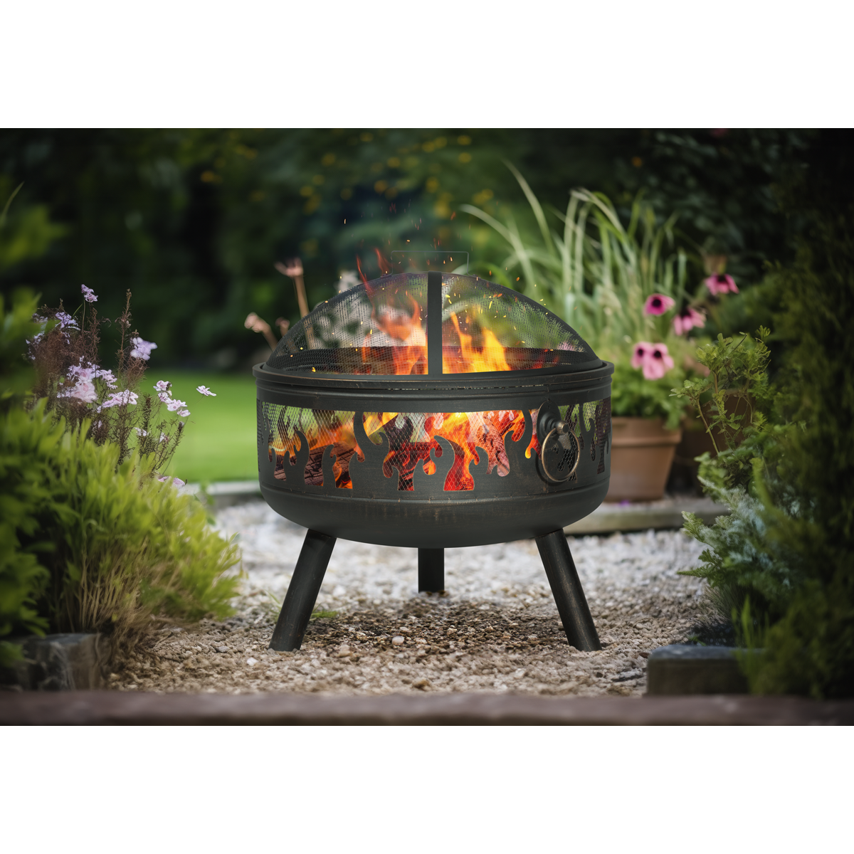 Dellonda DG117 Deluxe Fire Pit Fireplace Outdoor Patio Heater, Cooking Grill & Poker 61cm - additional view 3