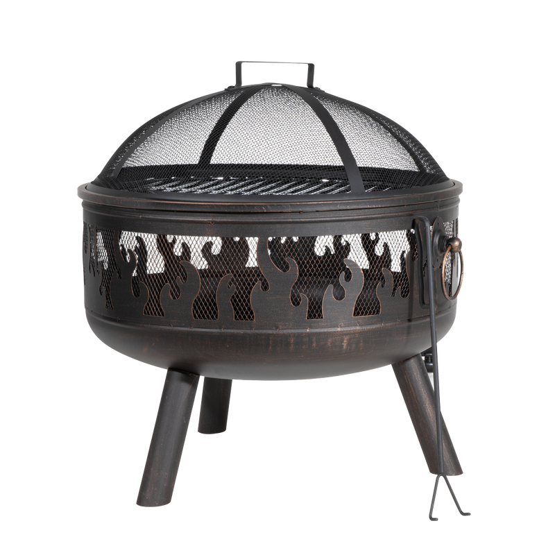 Dellonda DG117 Deluxe Fire Pit Fireplace Outdoor Patio Heater, Cooking Grill & Poker 61cm