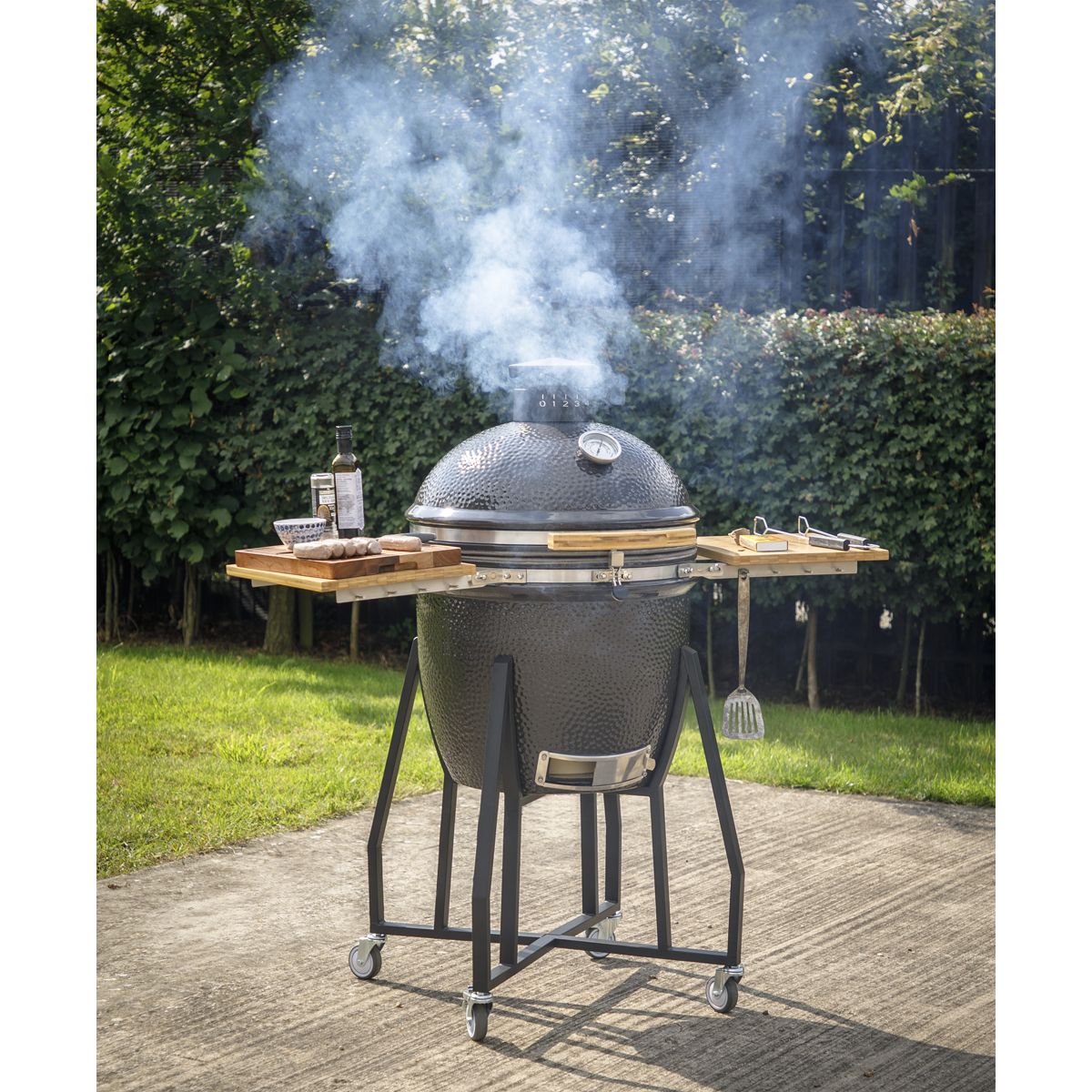 Dellonda DG159 Deluxe 22"(56cm) Ceramic Kamado Style BBQ with Wheeled Stand - additional view 9