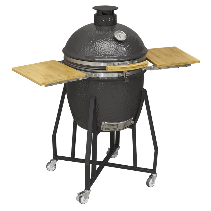 Dellonda DG159 Deluxe 22"(56cm) Ceramic Kamado Style BBQ with Wheeled Stand