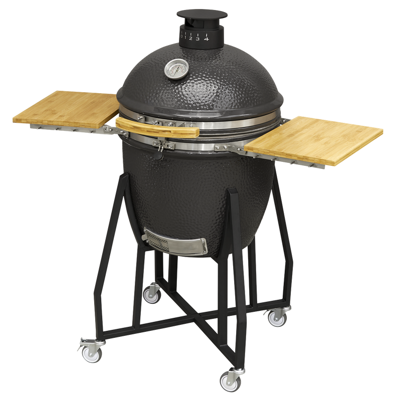 Dellonda DG159 Deluxe 22"(56cm) Ceramic Kamado Style BBQ with Wheeled Stand - additional view 2