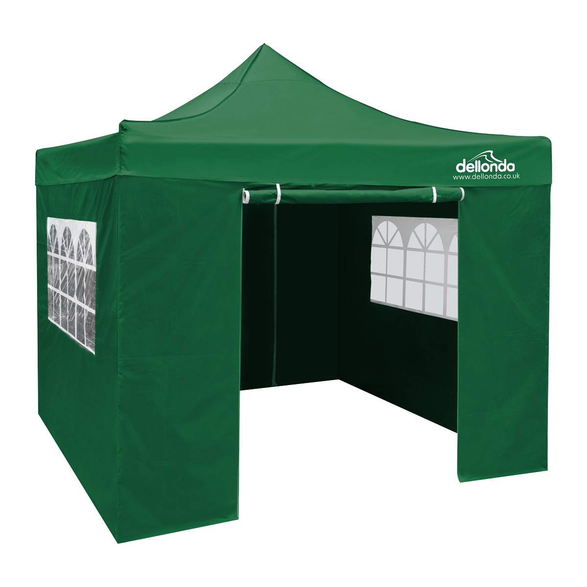 Dellonda DG162 Premium 2x2m Pop-Up Gazebo & Side Walls, PVC Coated, Water-Resistant Fabric with Carry Bag, Rope, Stakes &