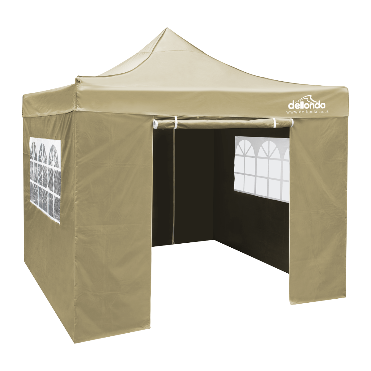 Dellonda DG164 Premium 3x3m Pop-Up Gazebo & Side Walls, PVC Coated, Water-Resistant Fabric with Carry Bag, Rope, Stakes &
