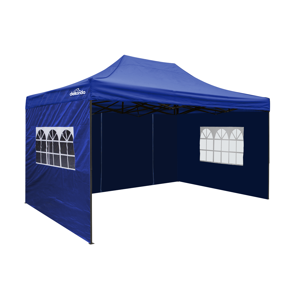 Dellonda DG169 Premium 3x4.5m Pop-Up Gazebo & Side Walls, PVC Coated, Water-Resistant Fabric with Carry Bag, Rope, Stakes &