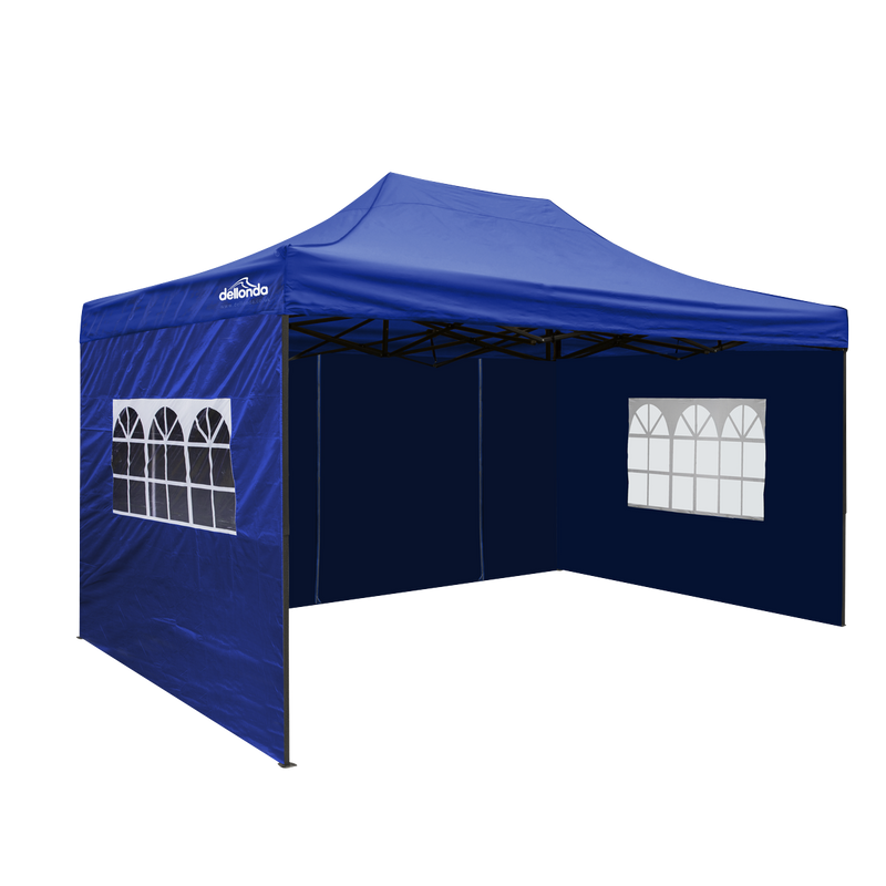 Dellonda DG169 Premium 3x4.5m Pop-Up Gazebo & Side Walls, PVC Coated, Water-Resistant Fabric with Carry Bag, Rope, Stakes &