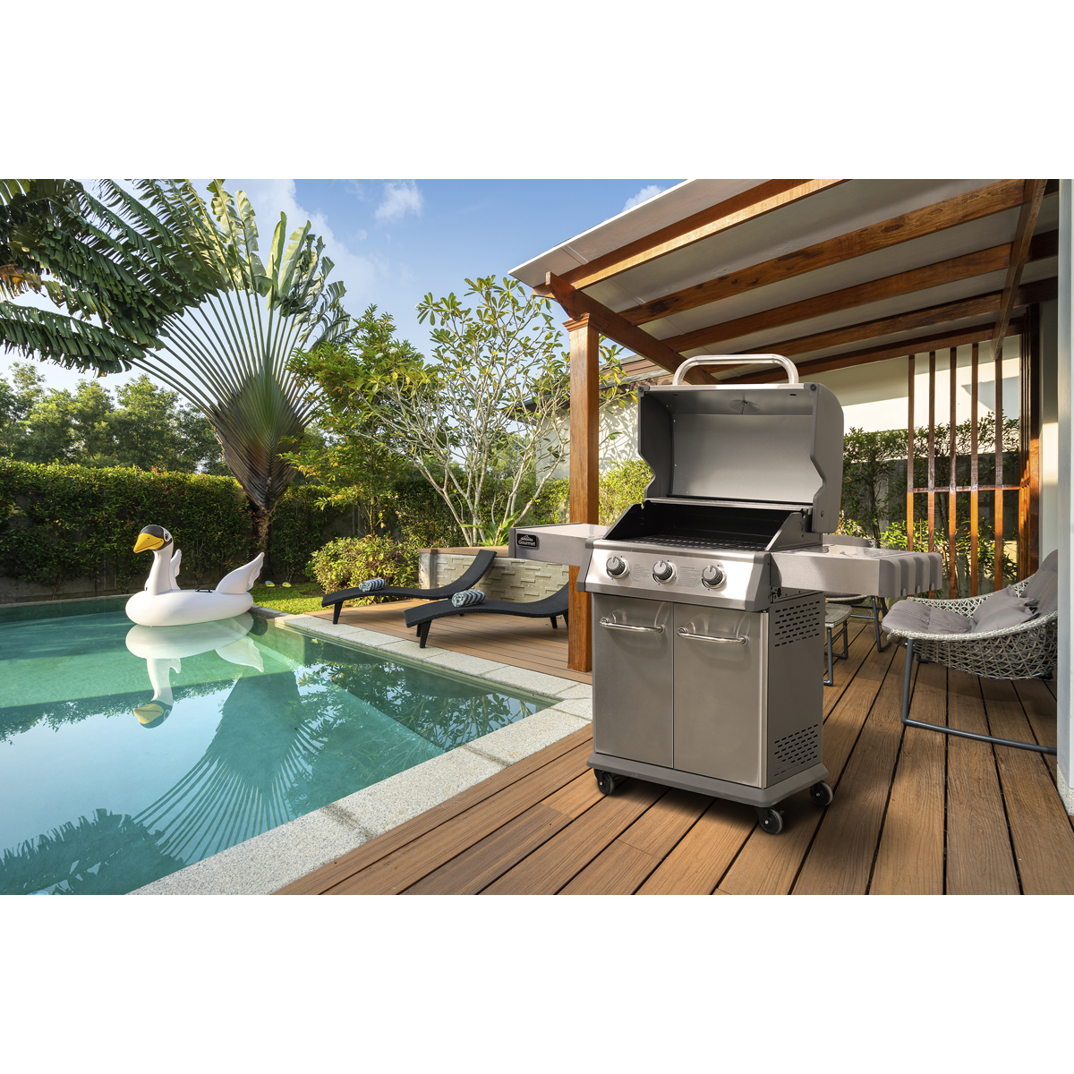 Dellonda DG16 3 Burner Deluxe Gas BBQ Grill with Piezo Ignition & Thermometer - Stainless Steel - additional view 11