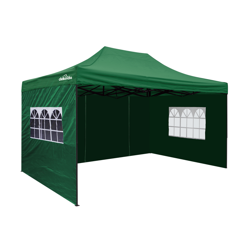 Dellonda DG170 Premium 3x4.5m Pop-Up Gazebo & Side Walls, PVC Coated, Water-Resistant Fabric with Carry Bag, Rope, Stakes &
