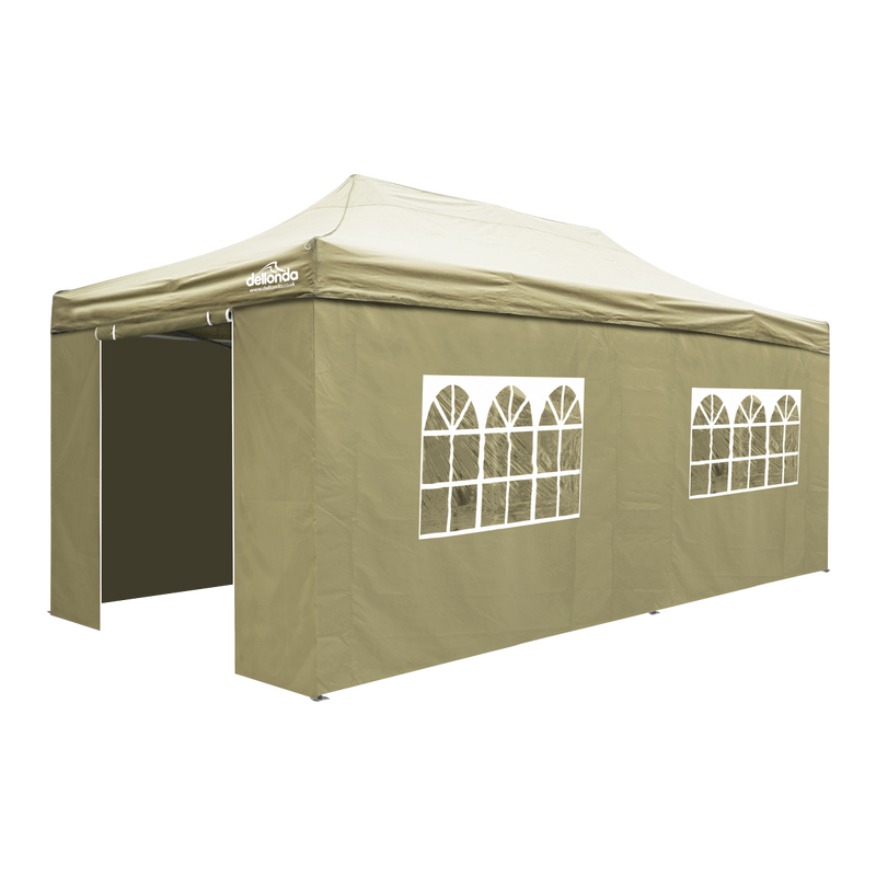 Dellonda DG172 Premium 3x6m Pop-Up Gazebo & Side Walls, PVC Coated, Water-Resistant Fabric with Carry Bag, Rope, Stakes &