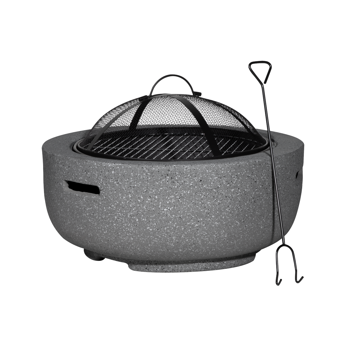 Dellonda DG189 Round MgO Fire Pit with BBQ Grill & Safety Mesh Screen 60cm - Dark Grey