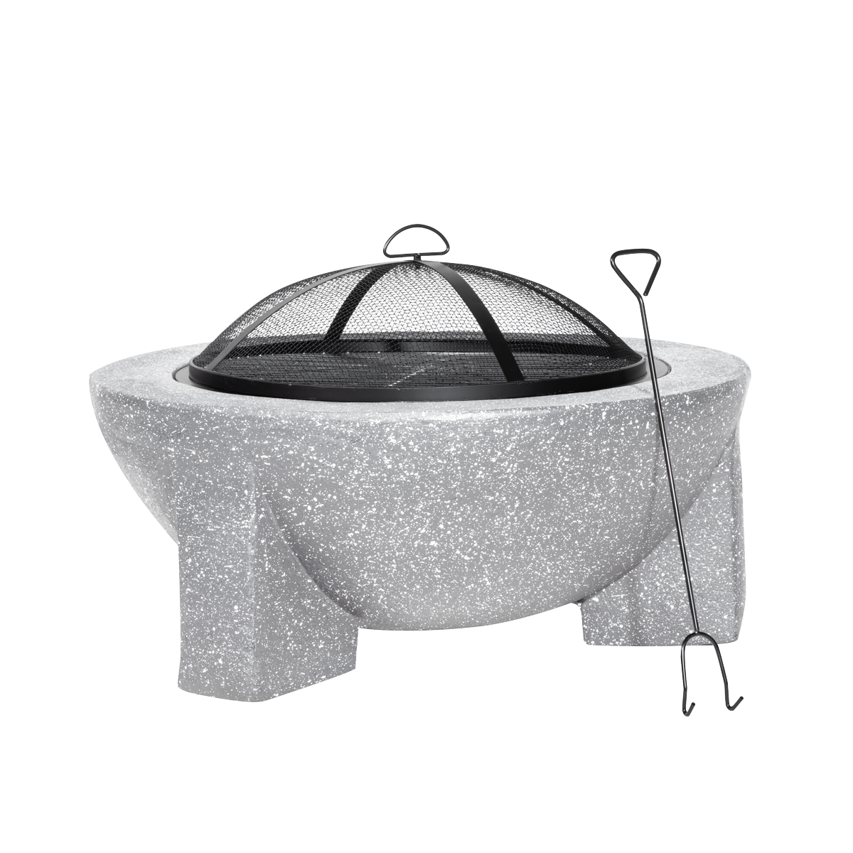 Dellonda DG190 Round MgO Fire Pit with BBQ Grill & Safety Mesh Screen 75cm - Light Grey