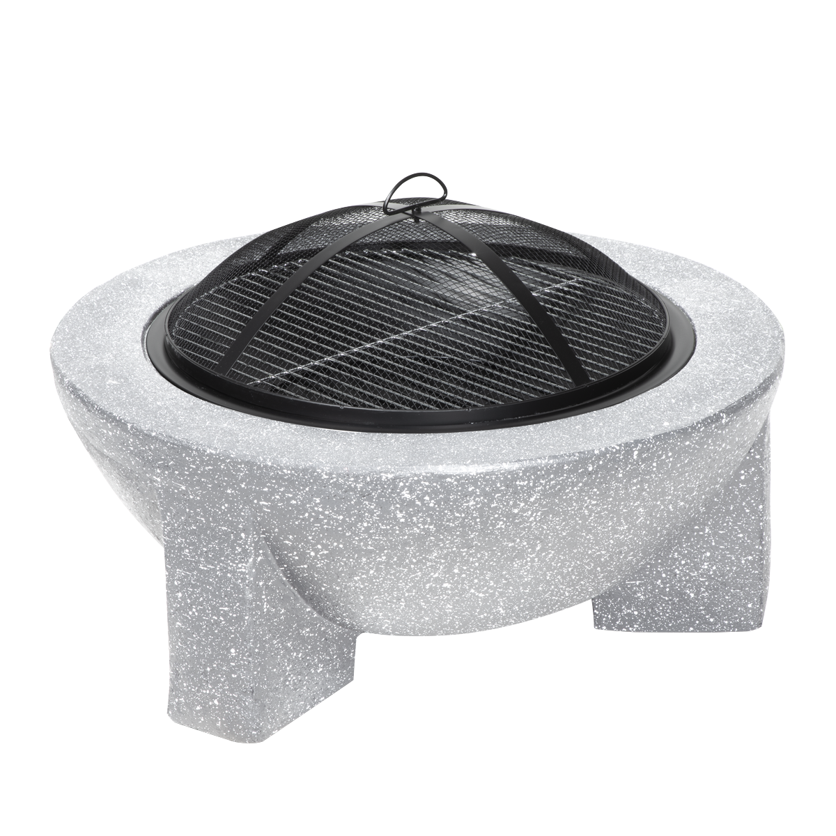 Dellonda DG190 Round MgO Fire Pit with BBQ Grill & Safety Mesh Screen 75cm - Light Grey - additional view 4