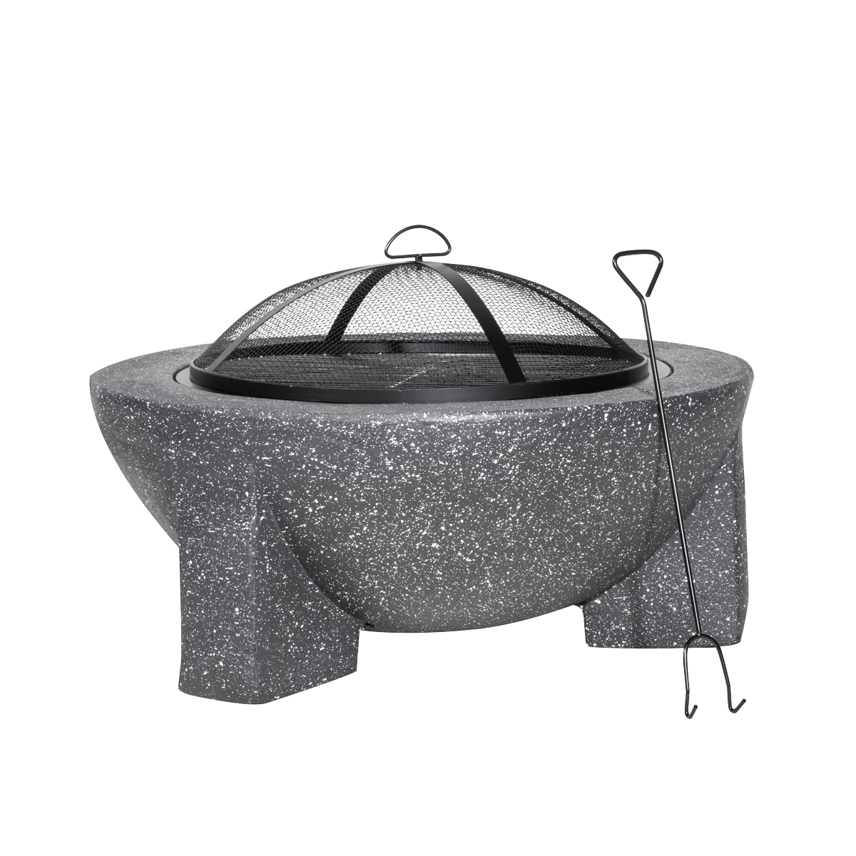 Dellonda DG191 Round MgO Fire Pit with BBQ Grill & Safety Mesh Screen 75cm - Dark Grey