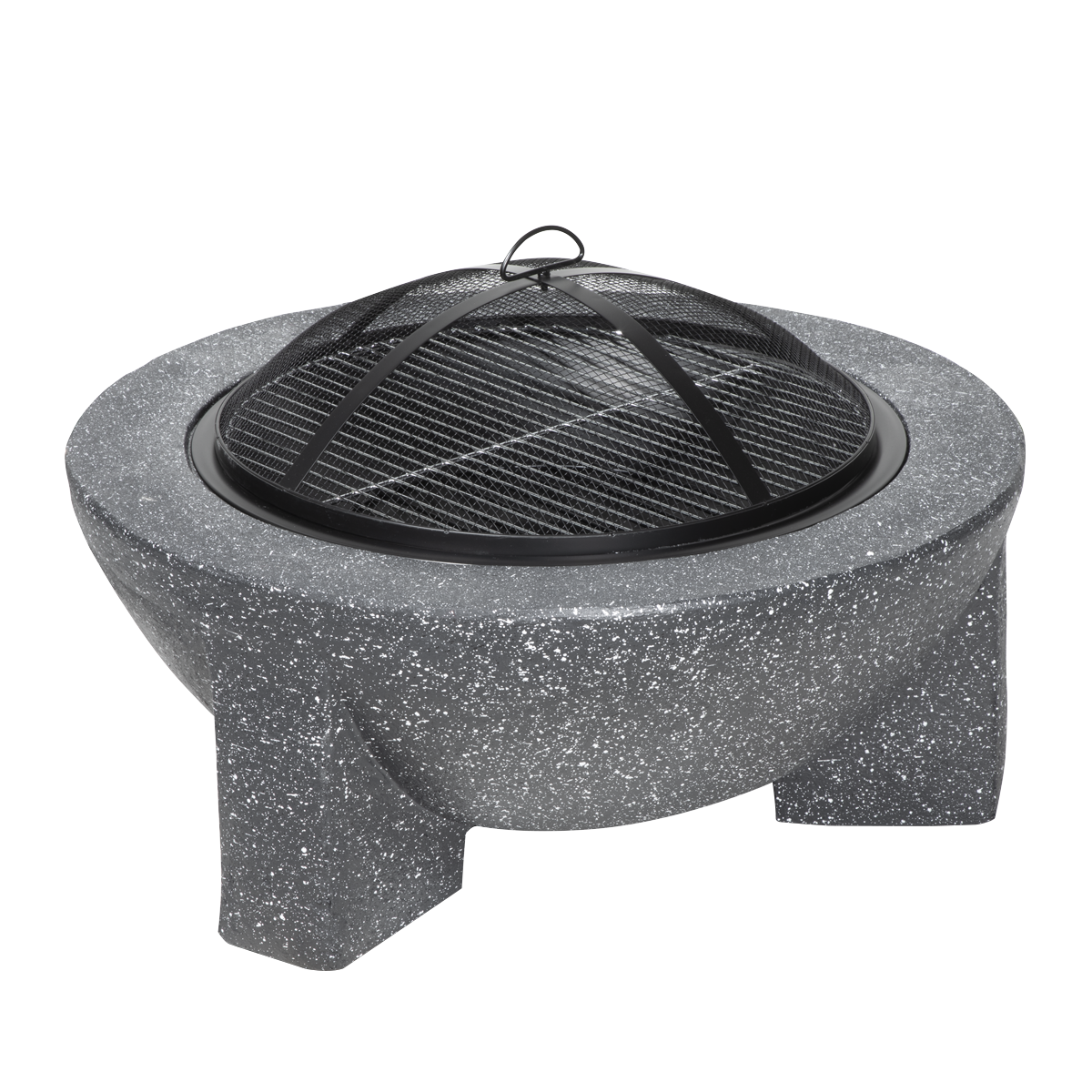 Dellonda DG191 Round MgO Fire Pit with BBQ Grill & Safety Mesh Screen 75cm - Dark Grey - additional view 4