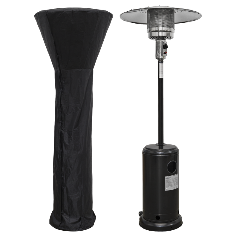 Dellonda DG220 Freestanding Gas Patio Heater 13kW with wheels for Commercial & Domestic Use, Supplied with Cover, Black