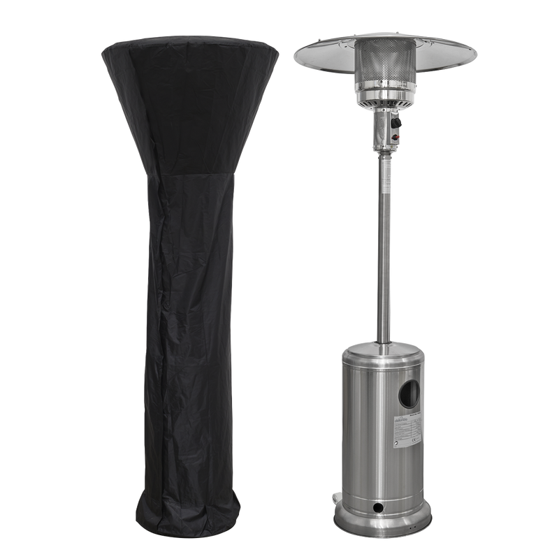 Dellonda DG221 Freestanding Gas Patio Heater 13kW with Wheels Supplied with Cover, Stainless Steel