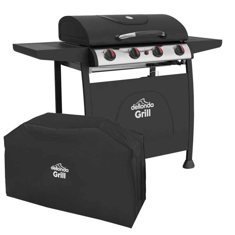 Dellonda DG229 4 Burner Gas BBQ Grill with Piezo Ignition, Thermometer & Cover
