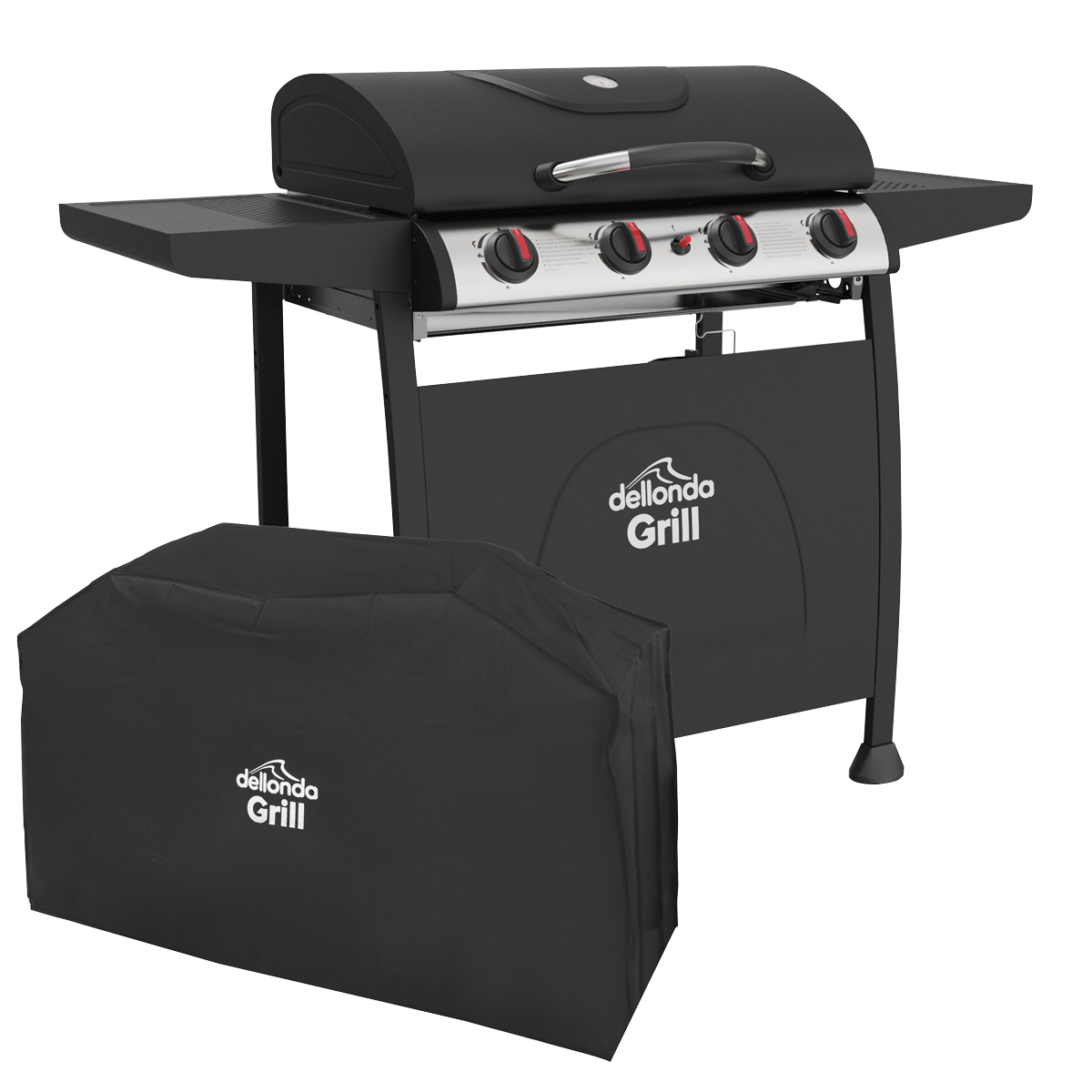 Dellonda DG229 4 Burner Gas BBQ Grill with Piezo Ignition, Thermometer & Cover