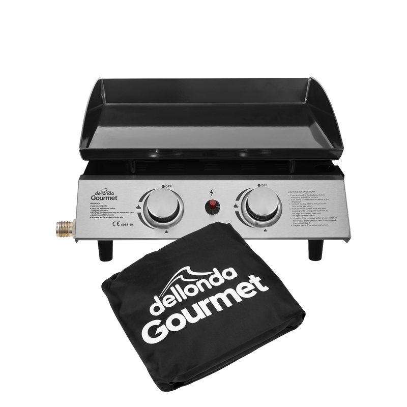 Dellonda DG232 2 Burner Portable Gas Plancha & Cover