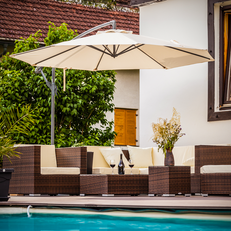Dellonda DG265 Banana Parasol with Cover 3m - Cream - additional view 9