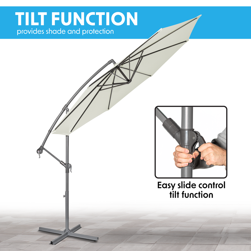 Dellonda DG265 Banana Parasol with Cover 3m - Cream - additional view 10