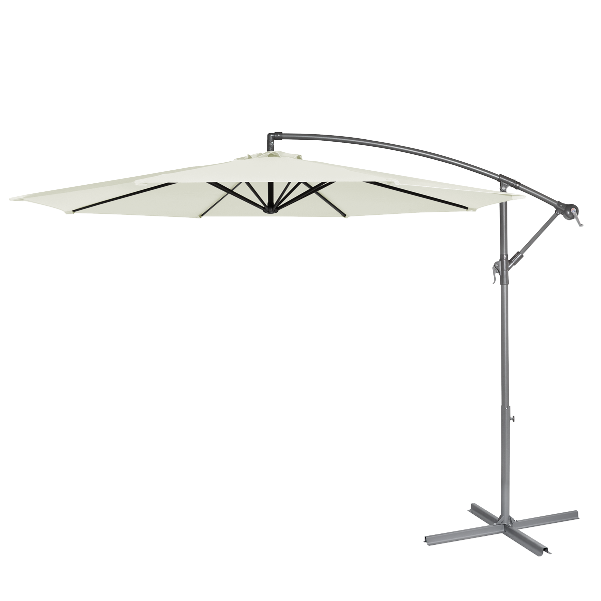 Dellonda DG265 Banana Parasol with Cover 3m - Cream - additional view 15