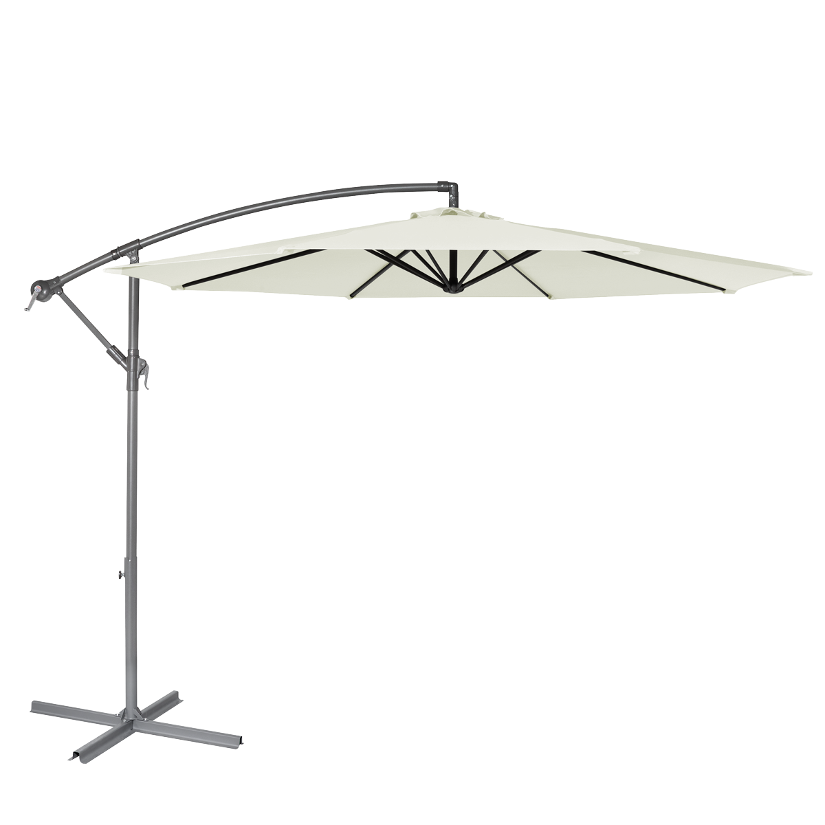 Dellonda DG265 Banana Parasol with Cover 3m - Cream - additional view 16