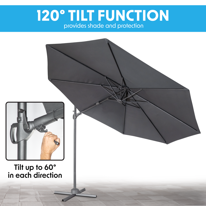 Dellonda DG267 Cantilever Parasol with 360° Rotation, Tilt & Cover 3m - Grey - additional view 15