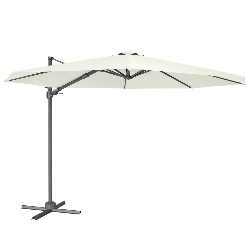 Dellonda DG268 Cantilever Parasol with 360° Rotation, Tilt & Cover 3m - Cream