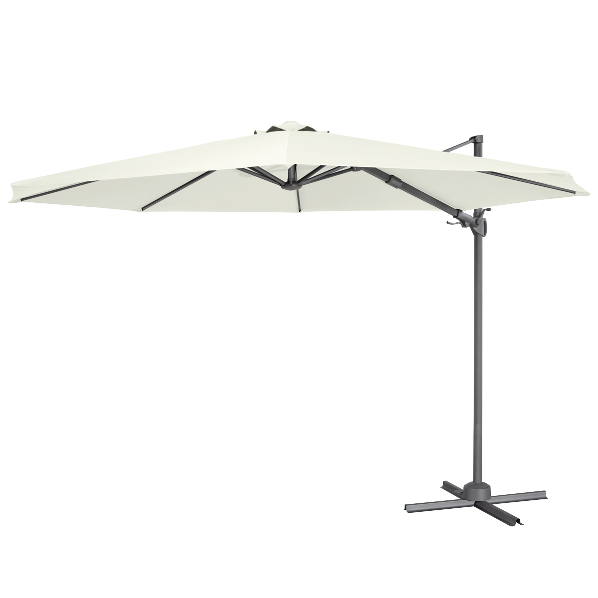 Dellonda DG268 Cantilever Parasol with 360° Rotation, Tilt & Cover 3m - Cream - additional view 2