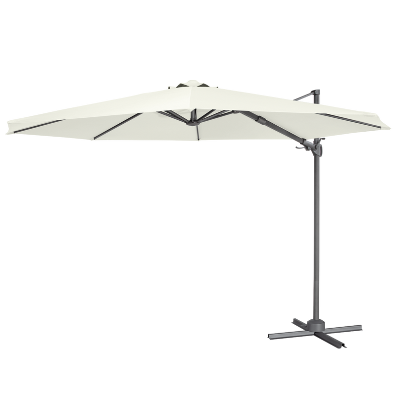 Dellonda DG268 Cantilever Parasol with 360° Rotation, Tilt & Cover 3m - Cream - additional view 2