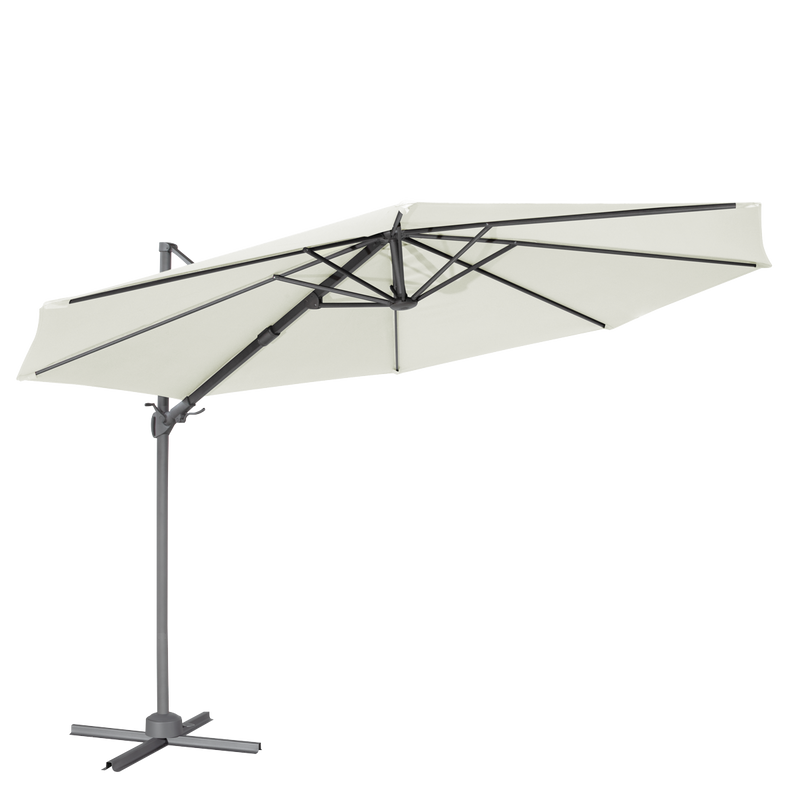 Dellonda DG268 Cantilever Parasol with 360° Rotation, Tilt & Cover 3m - Cream - additional view 7