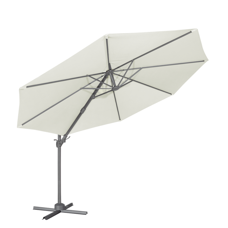 Dellonda DG268 Cantilever Parasol with 360° Rotation, Tilt & Cover 3m - Cream - additional view 8