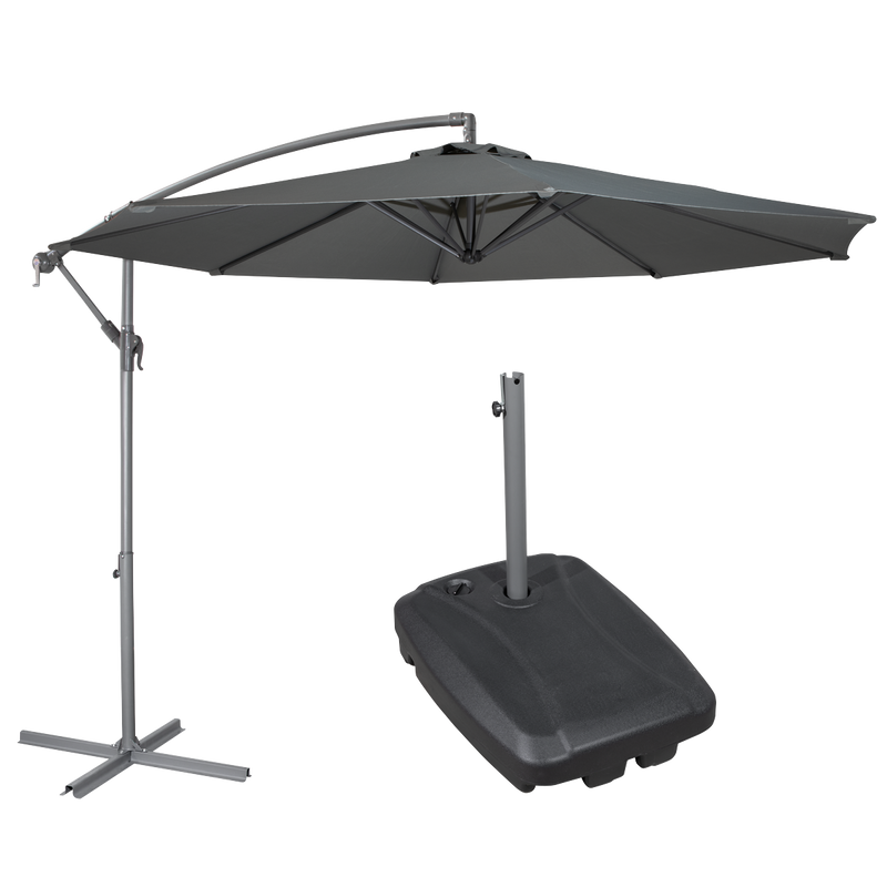 Dellonda DG270 Banana Parasol with Cover & Base 3m - Grey