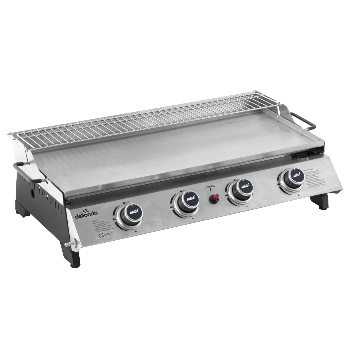 Dellonda DG277 4 Burner Stainless Steel Portable Gas Plancha with Warming Rack 10kW - additional view 5