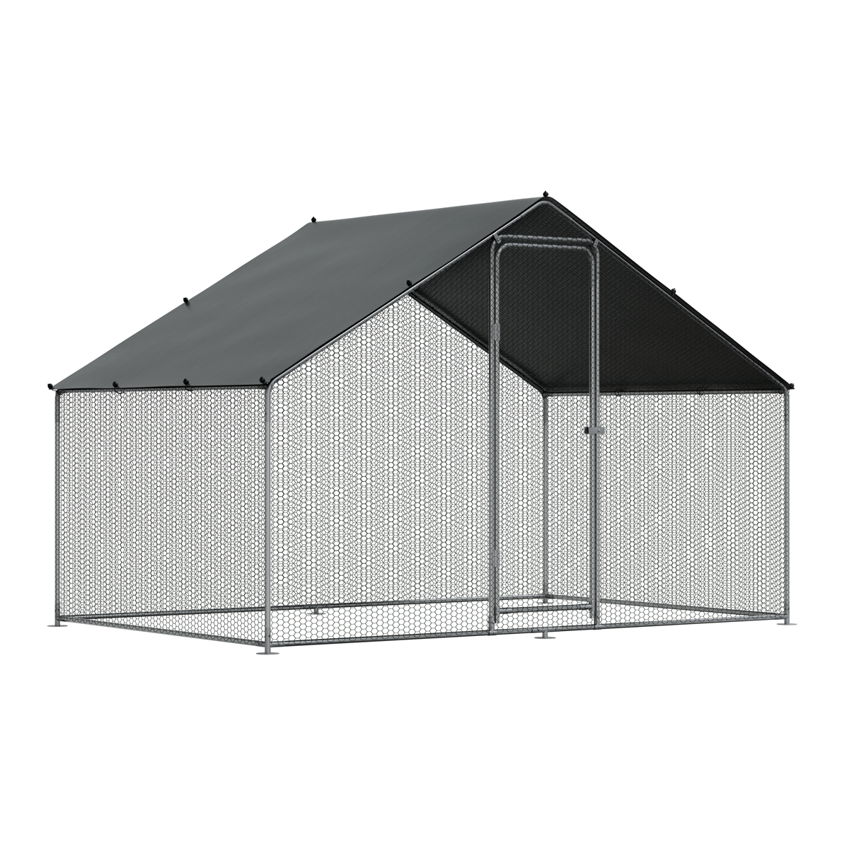 Dellonda DG278 Walk-In Galvanized Steel Chicken Run with Roof Cover & PVC Coated Chicken Wire