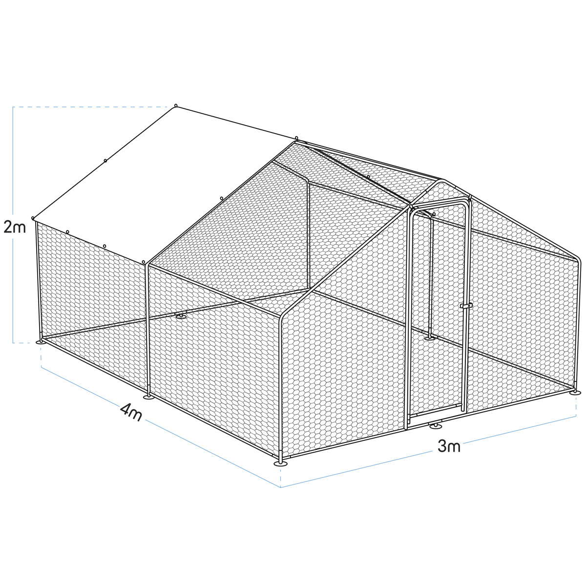 Dellonda DG279 Walk-In Galvanized Steel Chicken Run with Roof Cover & PVC Coated Chicken Wire - additional view 4