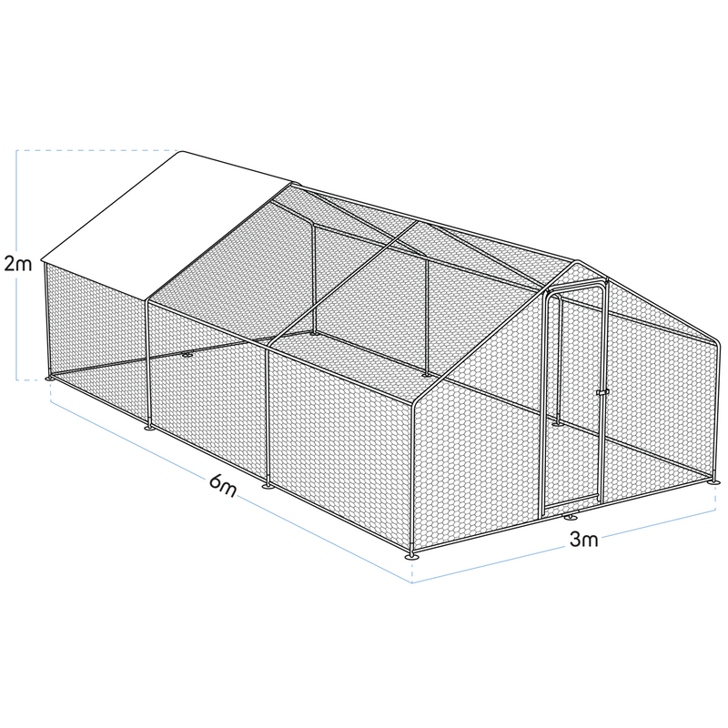 Dellonda DG280 Walk-In Galvanized Steel Chicken Run with Roof Cover & PVC Coated Chicken Wire - additional view 2