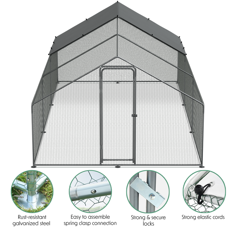 Dellonda DG280 Walk-In Galvanized Steel Chicken Run with Roof Cover & PVC Coated Chicken Wire - additional view 11