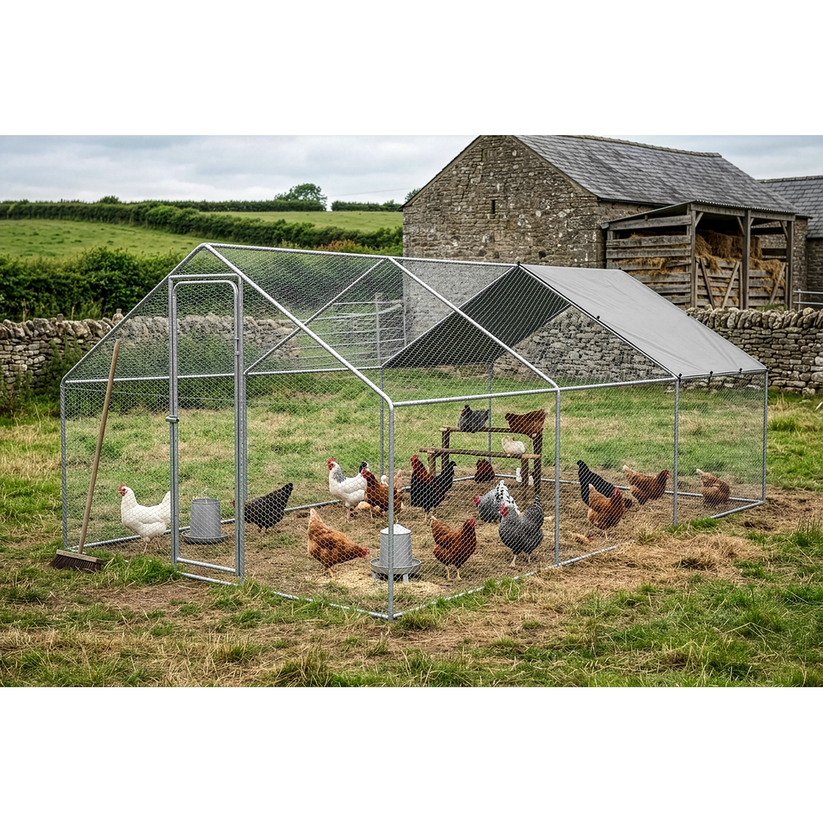 Dellonda DG280 Walk-In Galvanized Steel Chicken Run with Roof Cover & PVC Coated Chicken Wire - additional view 10