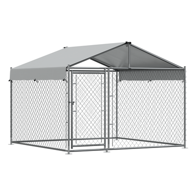 Dellonda DG281 Galvanized Steel Dog Kennel with Roof Cover & Chain Link Fencing