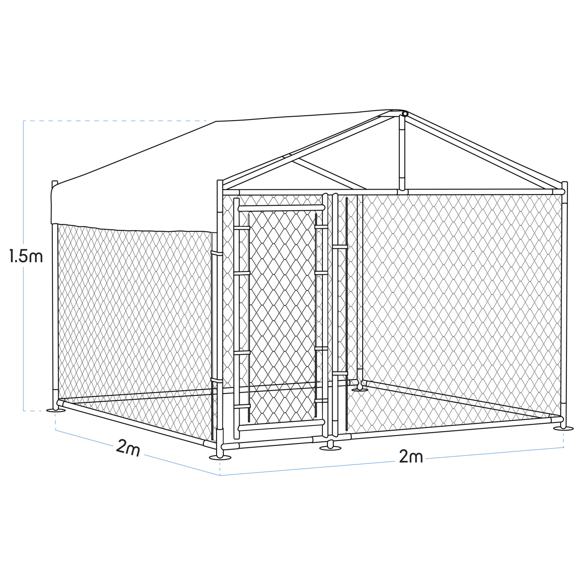 Dellonda DG281 Galvanized Steel Dog Kennel with Roof Cover & Chain Link Fencing - additional view 4