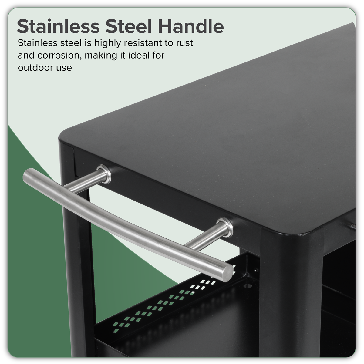 Dellonda DG282 BBQ/Plancha Workstation Trolley with Cupboard, Extension Table & Utensil Hooks, Black - additional view 12